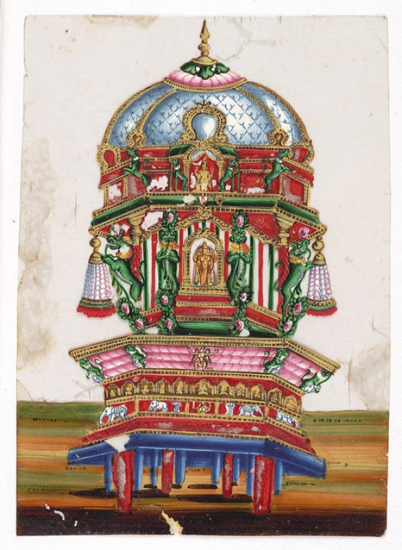 srirangam old painting temple car